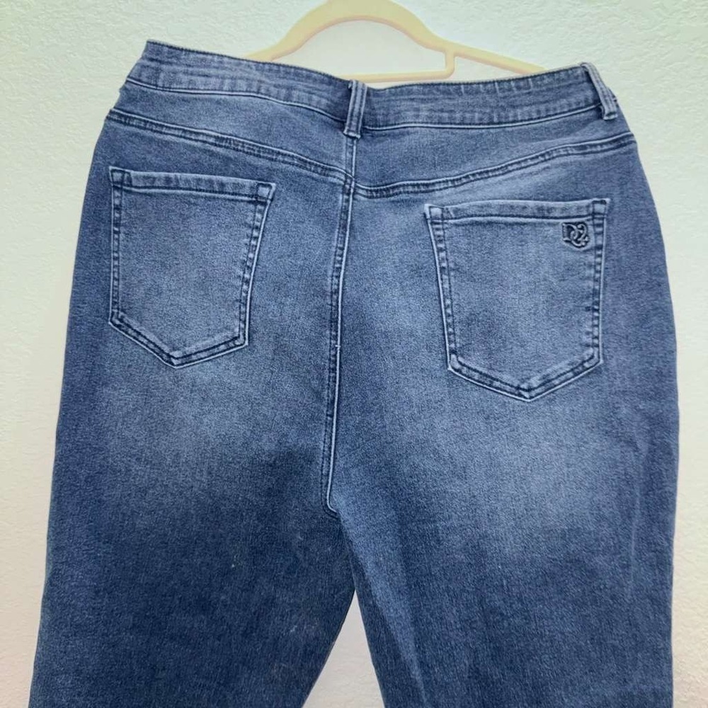 Diane Gilman Women's XLT Dark Wash Denim Jeans Pull On Ankle Snap Button Skinny - Picture 4 of 15